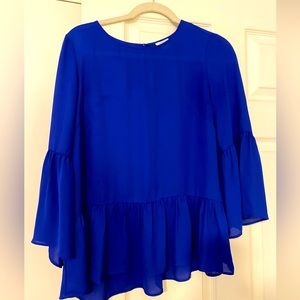 J.crew jcrew blouse work top shirt bell sleeve royal blue small